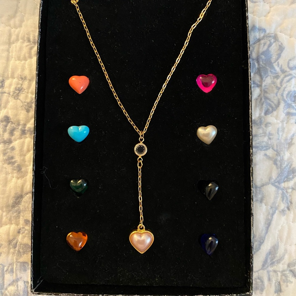 JOAN RIVERS interchangeable heart necklace with 9 heart charms! In packaging